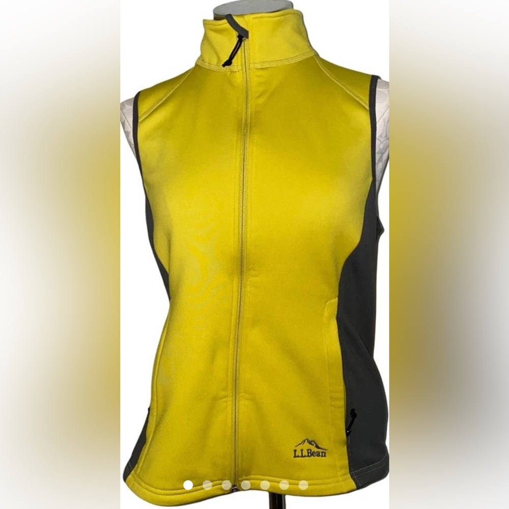 Llbean vest yellow/gray tech fleece XS